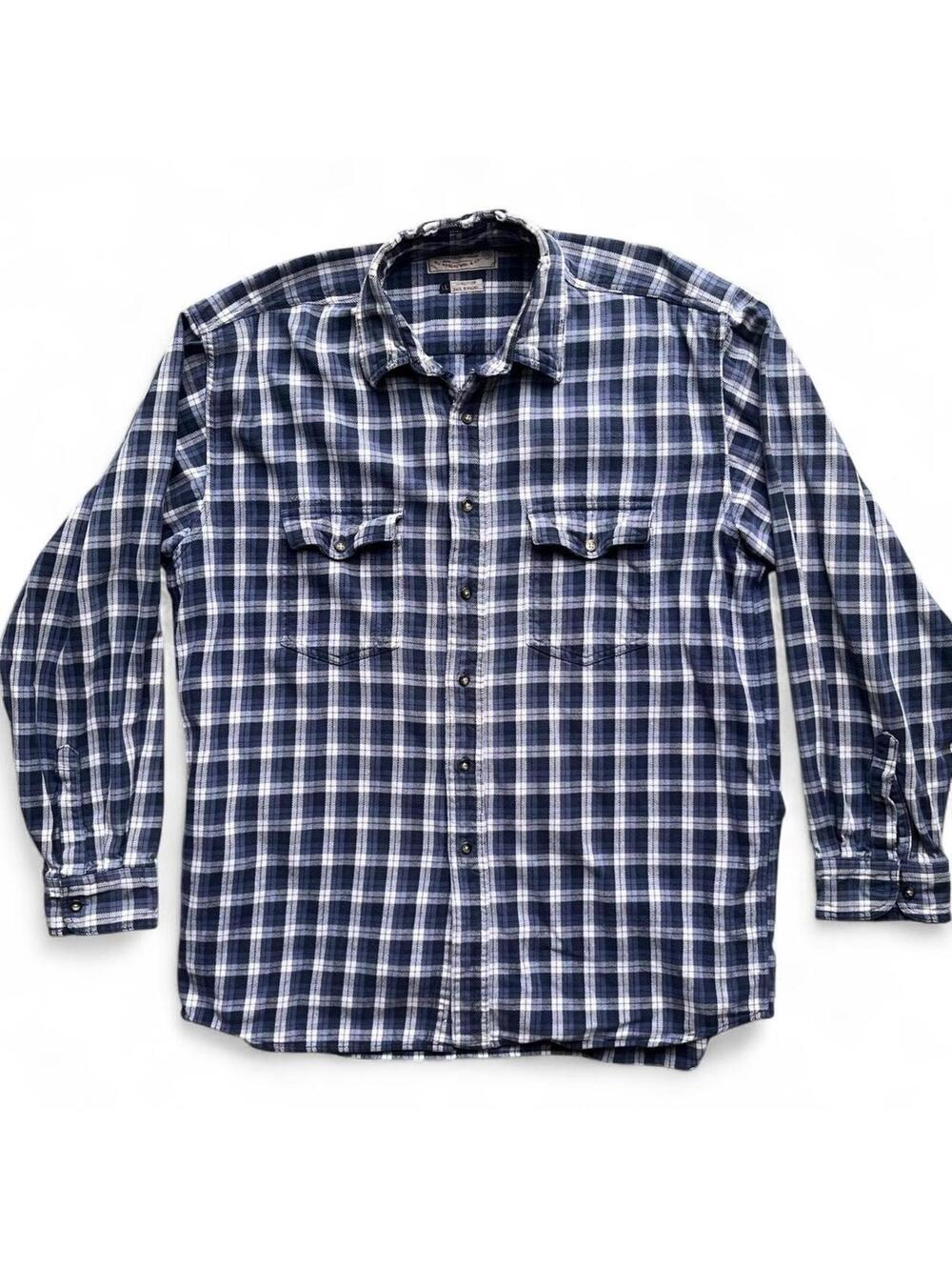 Men’s Plaid Heavyweight Long Sleeve Long Tail Button-Up